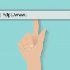 Hand pushing virtual search bar