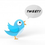 Cute twitter bird tweeting a message.