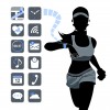 Smart watch concept with healthy fitness woman in silhouette.
